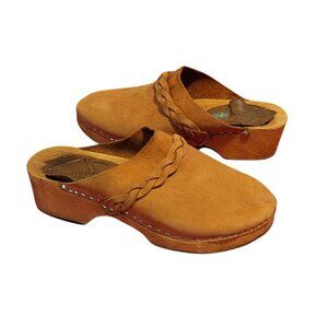 Moheda Toffeln Swedish Clog Scandi Girl Wooden Shoes Braided Strap Slip On Boho